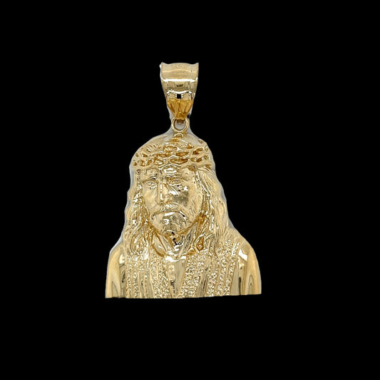 14K Gold 3D Jesus Pendant