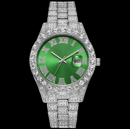 Men's Watch Luxury Brands Designer Fashion Diamond Date Quartz Watch for Men