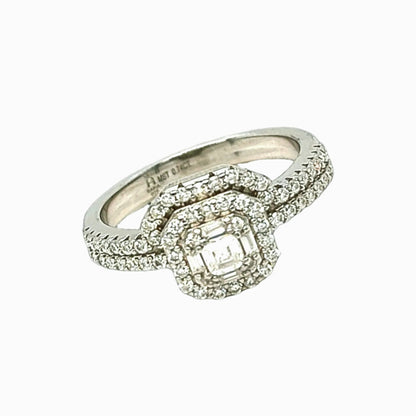 Baguette and Round Moissanite Engagement Band Ring - M105639