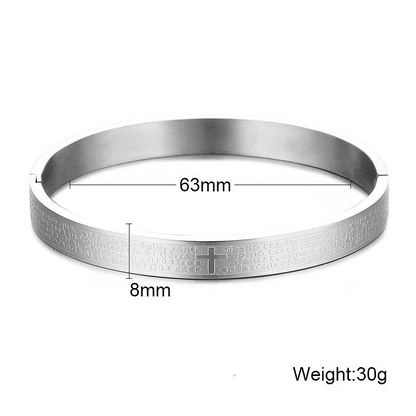 Personalized Stainless steel Christian cross Bible pray bangle bracelet