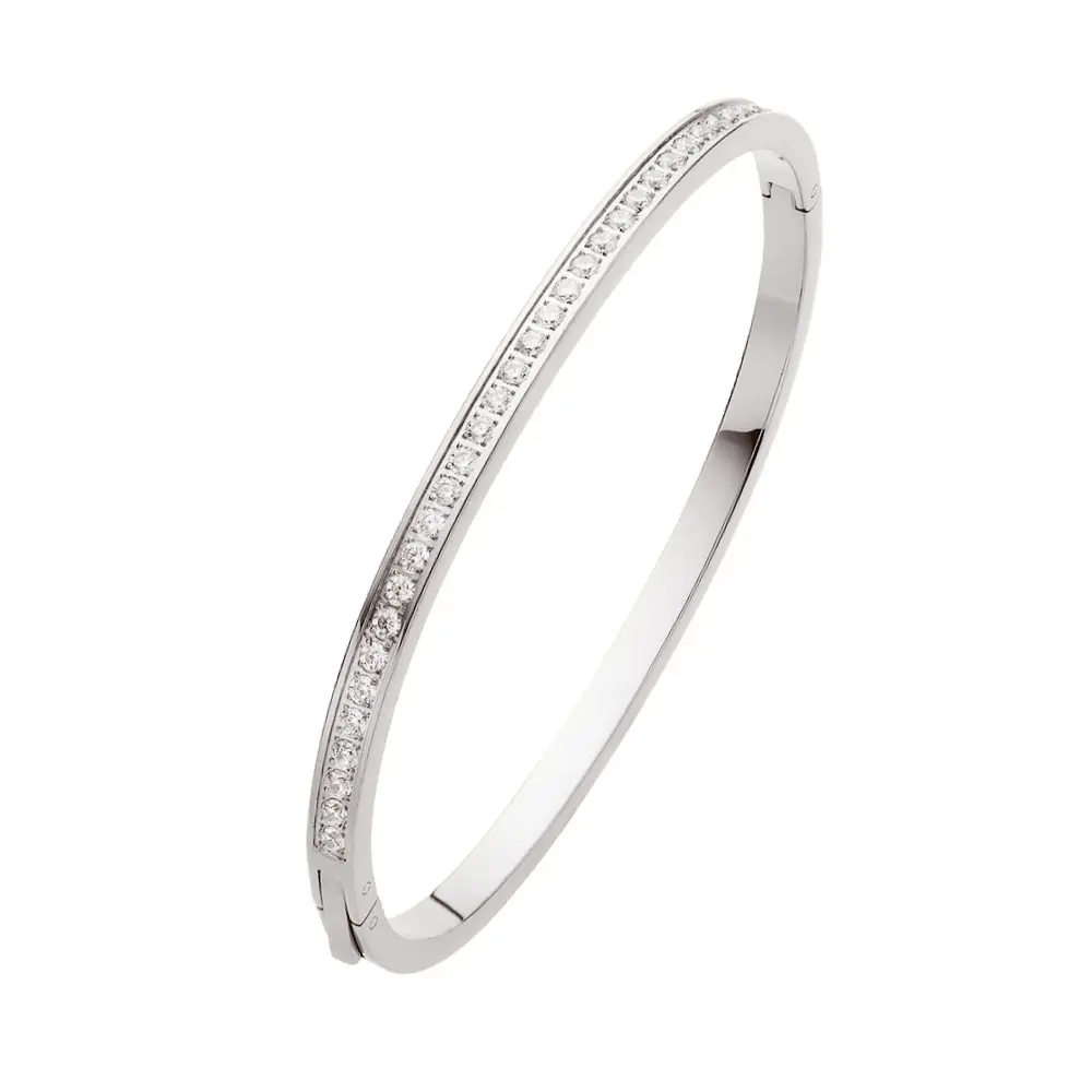 Tennis Clear Zirconia Steel Electroplated Bracelet Bangle