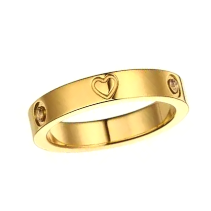 Heart Cubic Zirconia 18k Gold Plated Stainless Steel Jewelry Design Rings