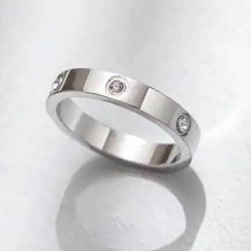 Titanium Fashionable Band Electroplated Stainless Steel Cubic Zirconia 5mm Rings