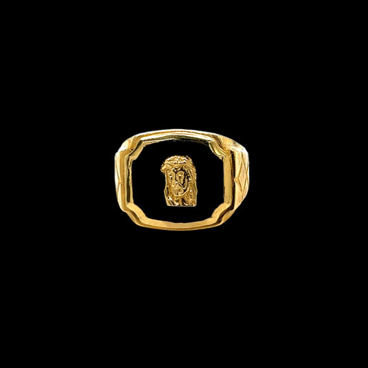 14K Gold Jesus Plain Ring