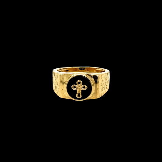 14K Gold Plain Cross Ring