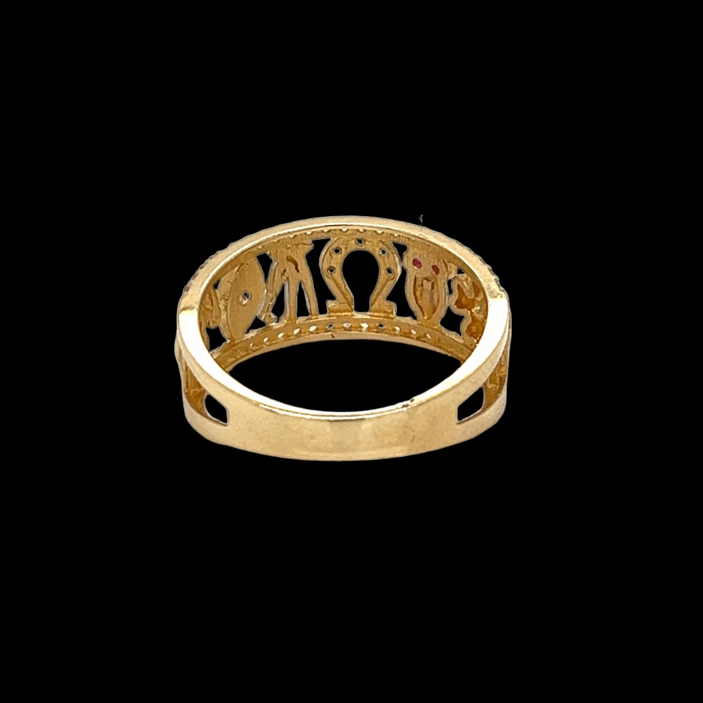 14K Gold "LUCKY" Ring W/ CZ