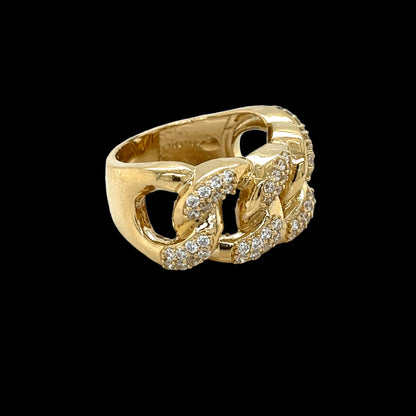 טבעת קובנית מיאמי 14K זהב עם CZ