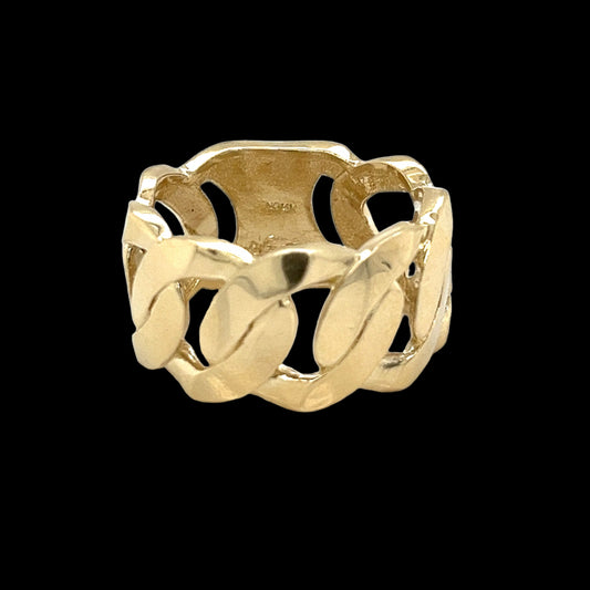 14K Gold Plain 12MM Miami Cuban Ring