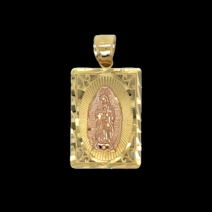 Colgante de la Virgen María en dos tonos de oro de 14 quilates