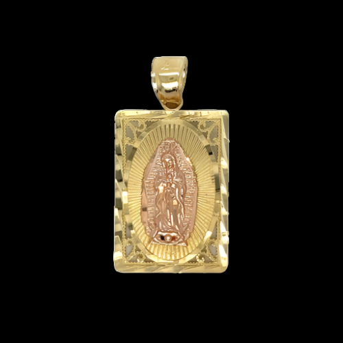 14K Gold Two Tone Virgin Mary Pendant