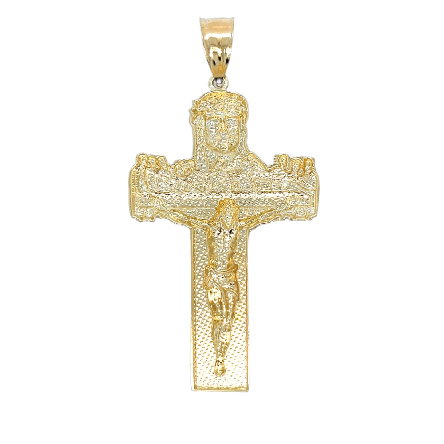 Crucifix 14k Gold Two Tone Jesus Cross Pendant 3" Charm