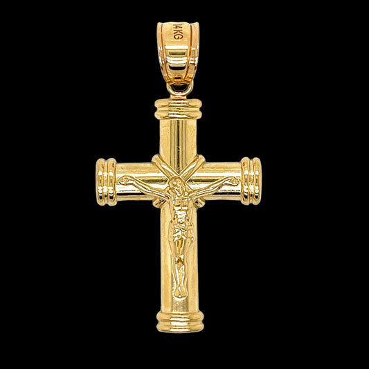 14K Gold Plain Jesus On Cross Pendant