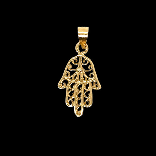 14K Gold Elegant Hamsa Pendant