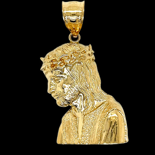 14K Gold Jesus With Crown Pendant