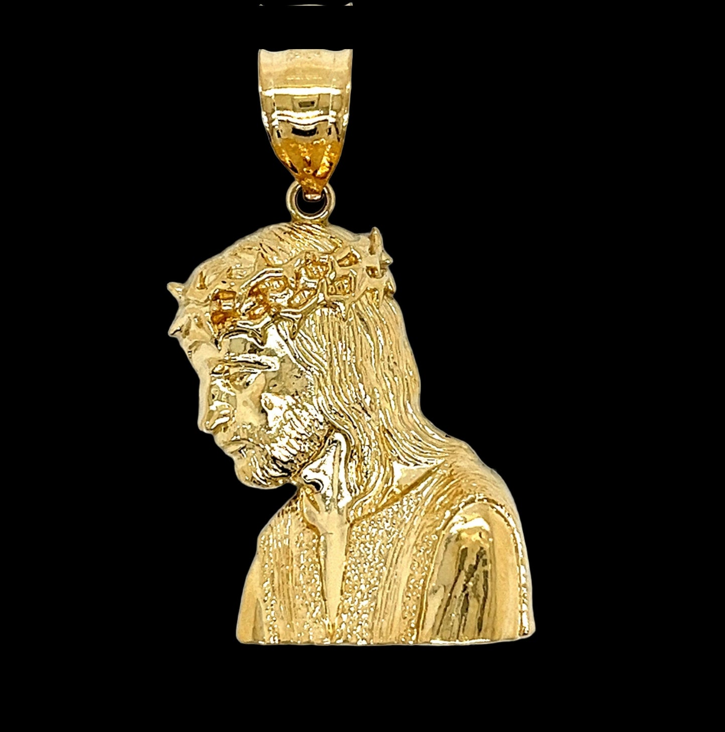 14K Gold Jesus With Crown Pendant