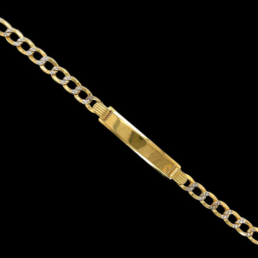14K Gold ID Bracelet W/ CZ 4MM