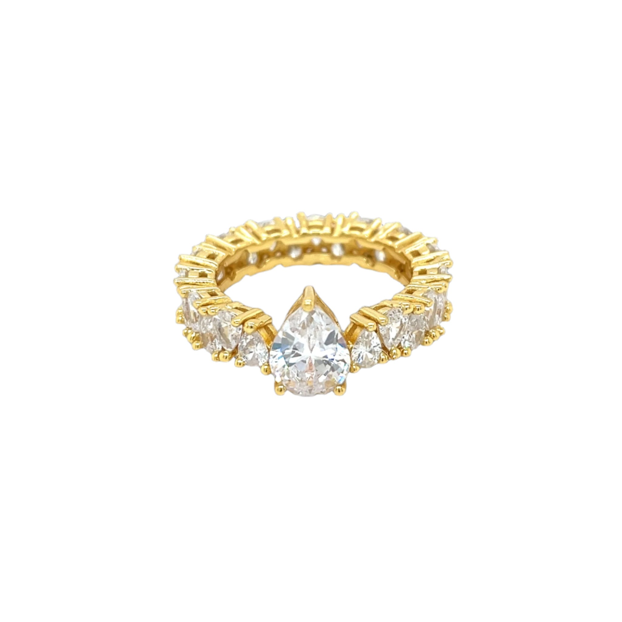 Luxury Pear-Cut Sterling Eternity CZ Ring