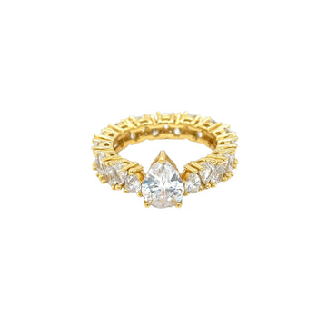 Luxury Pear-Cut Sterling Eternity CZ Ring