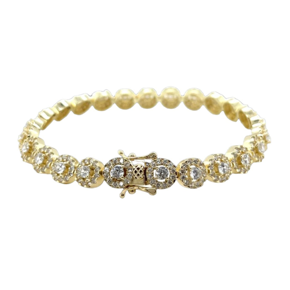 Stunning 925 Sterling 7.5" 14k gold plated CZ Bracelet- C307469