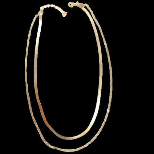 14K Gold Plated Connected Herringbone & Twisted Necklace