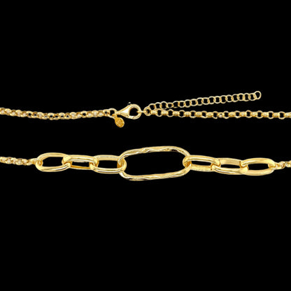 14K Gold Plated Elegant Linked Chain Necklace