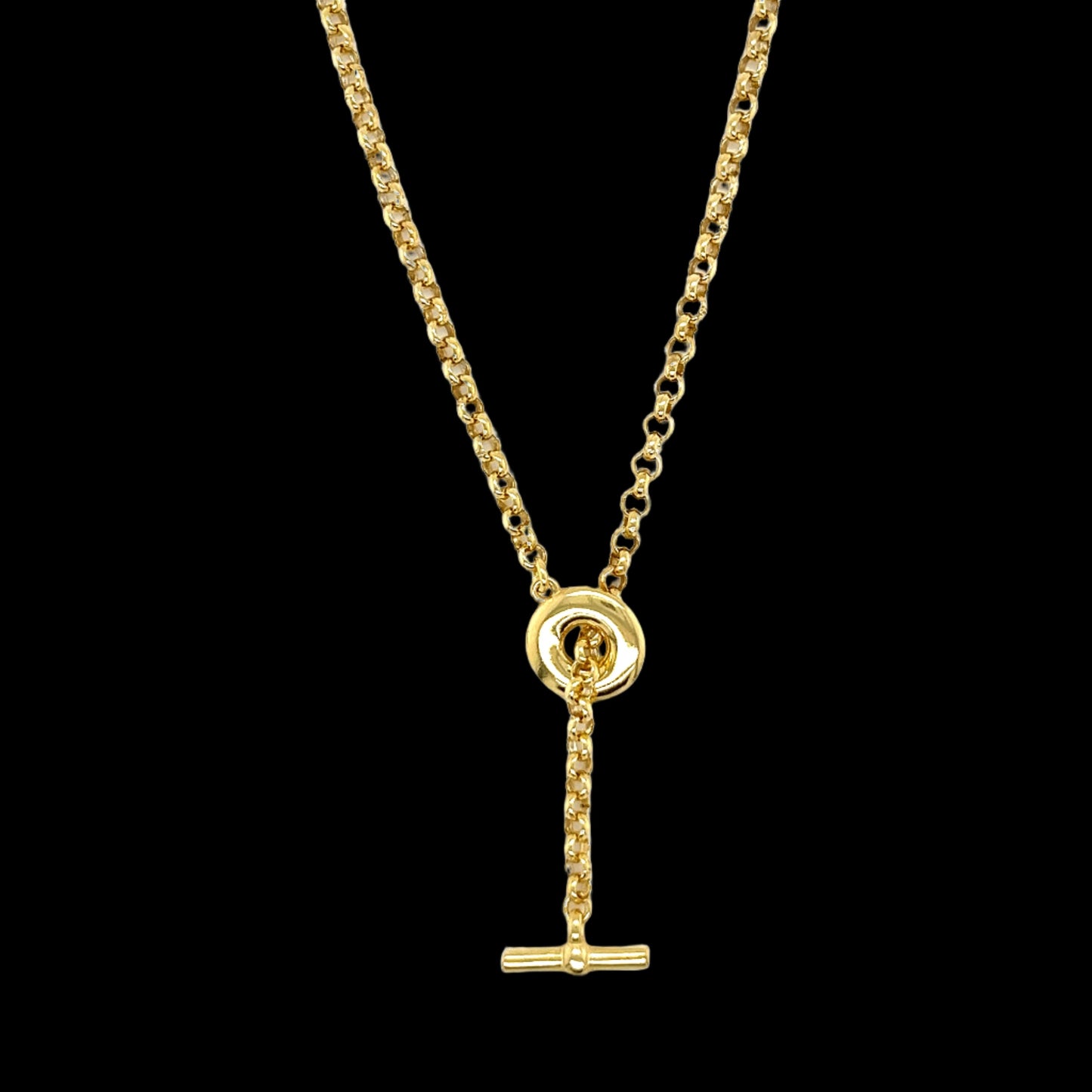 14K Gold Plated T-Bar Pendant Necklace