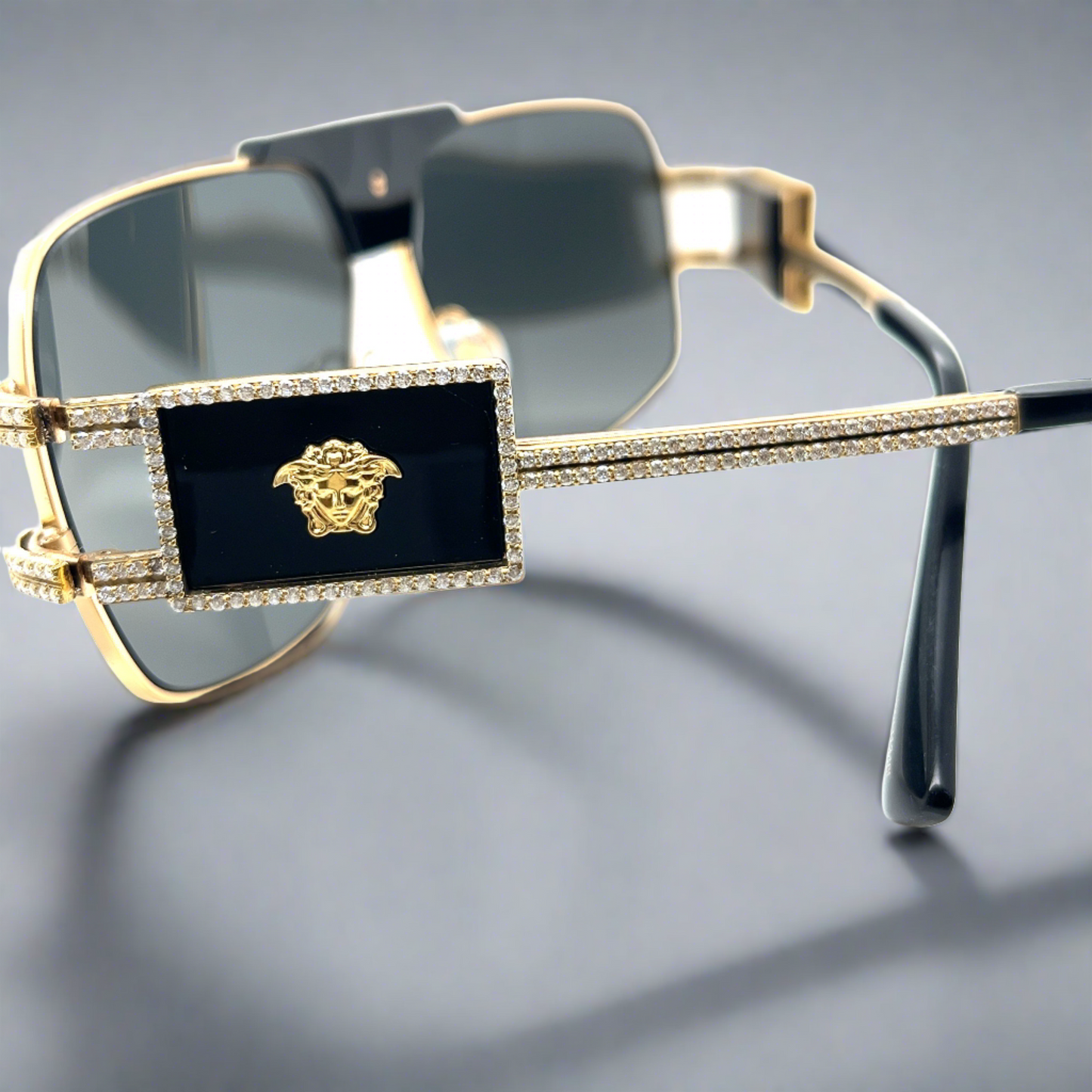 Versace Black Sunglasses with Moissanite Diamonds