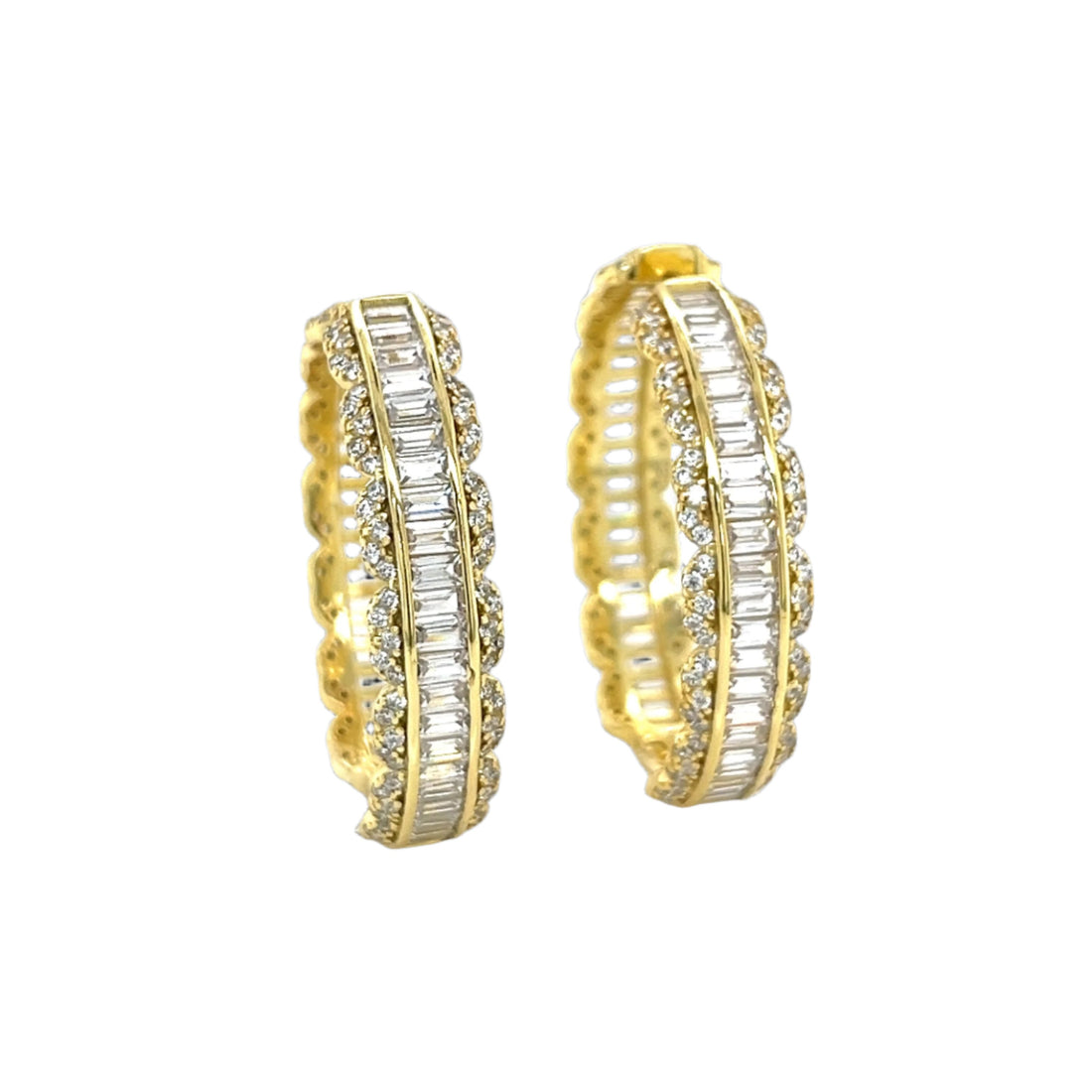 Hoop & Huggies Baguette Cubic Zirconia Sterling Earrings - C2314169