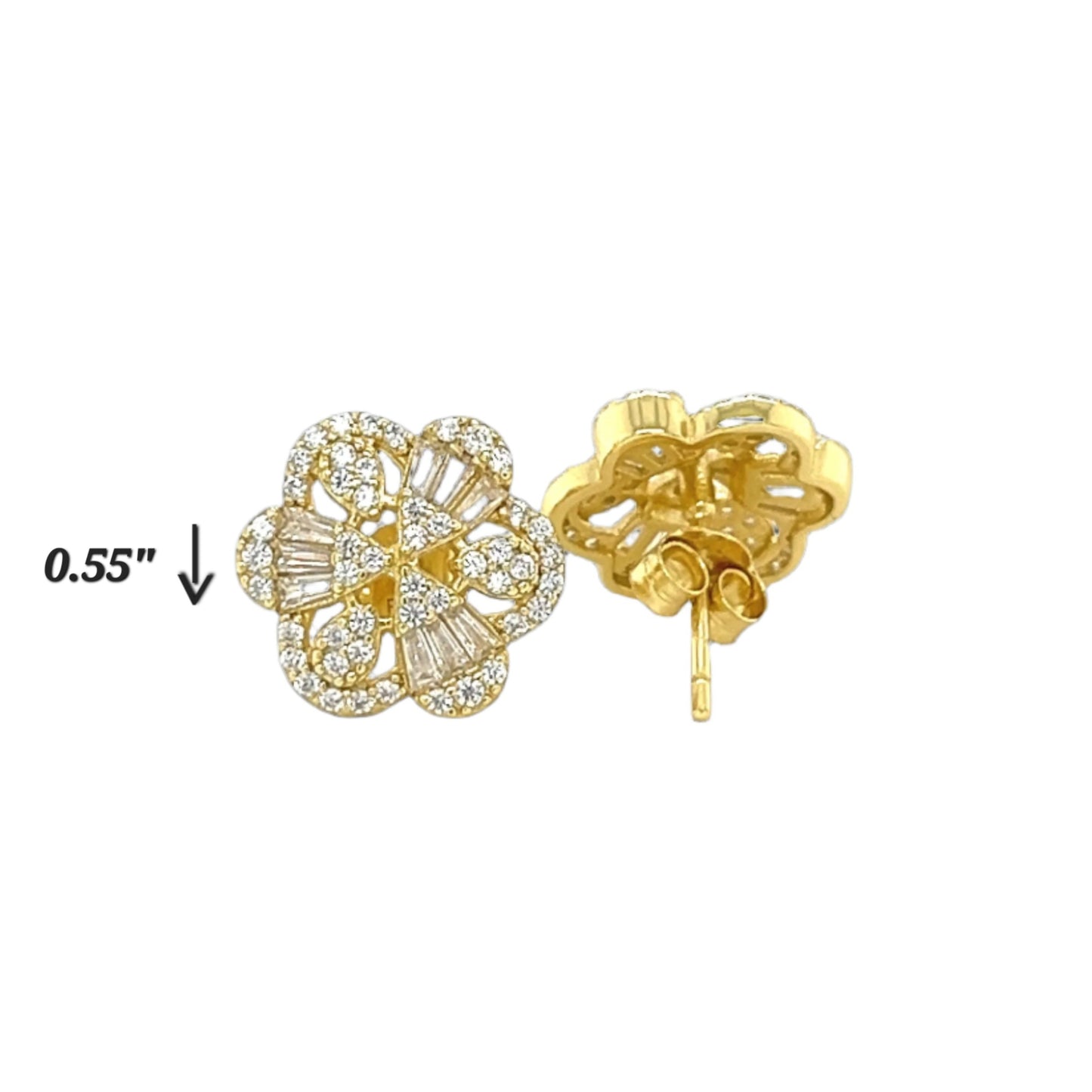 Clover Flower Clear Zirconia Stud Earrings - C250359