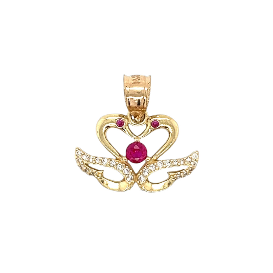 14K Gold Heart With Wings Pendant