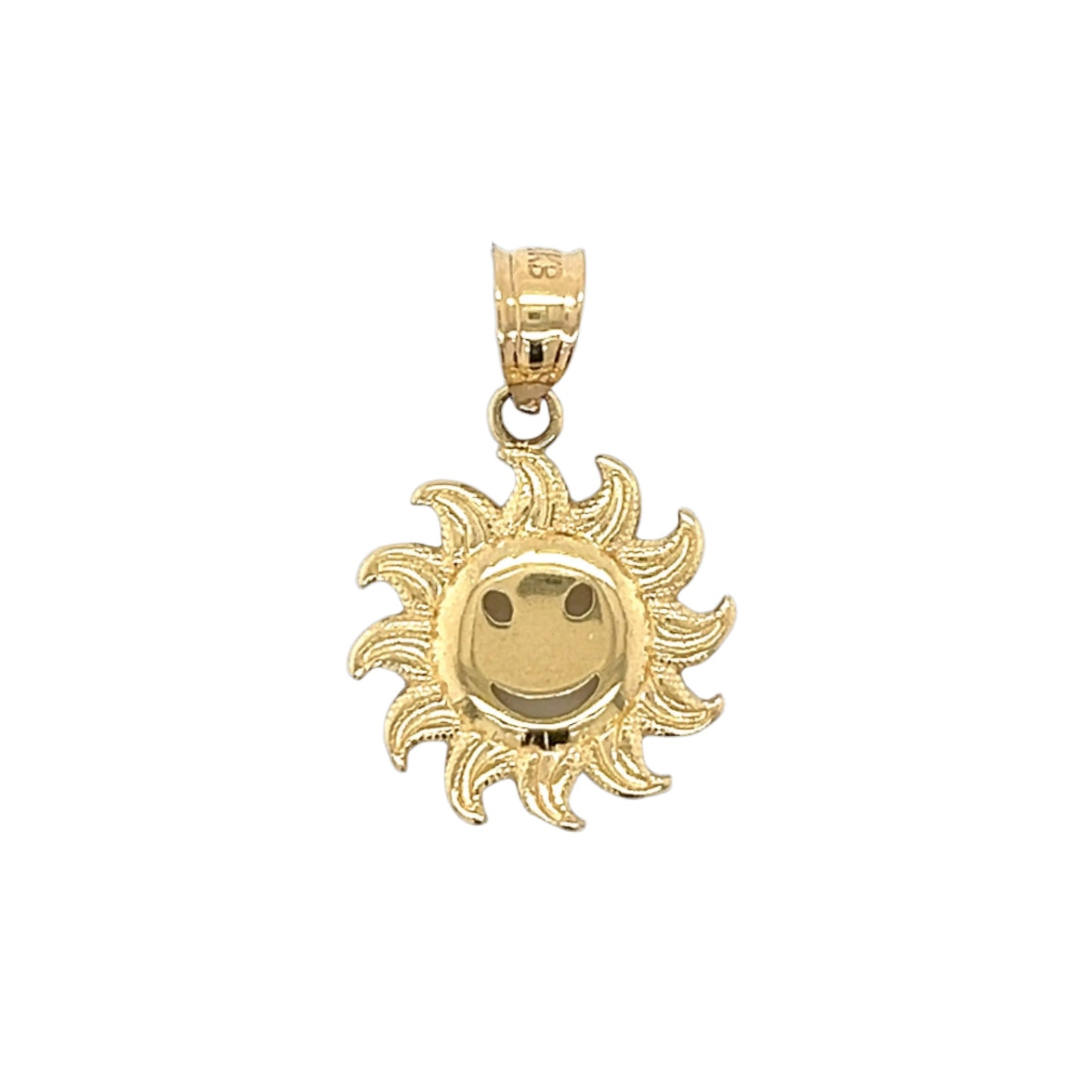 14K Gold Smiling Sun Pendant