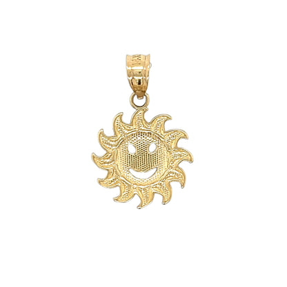 14K Gold Smiling Sun Pendant