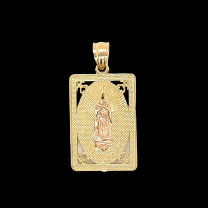 14K Gold Virgin Mary Two Tone Pendant