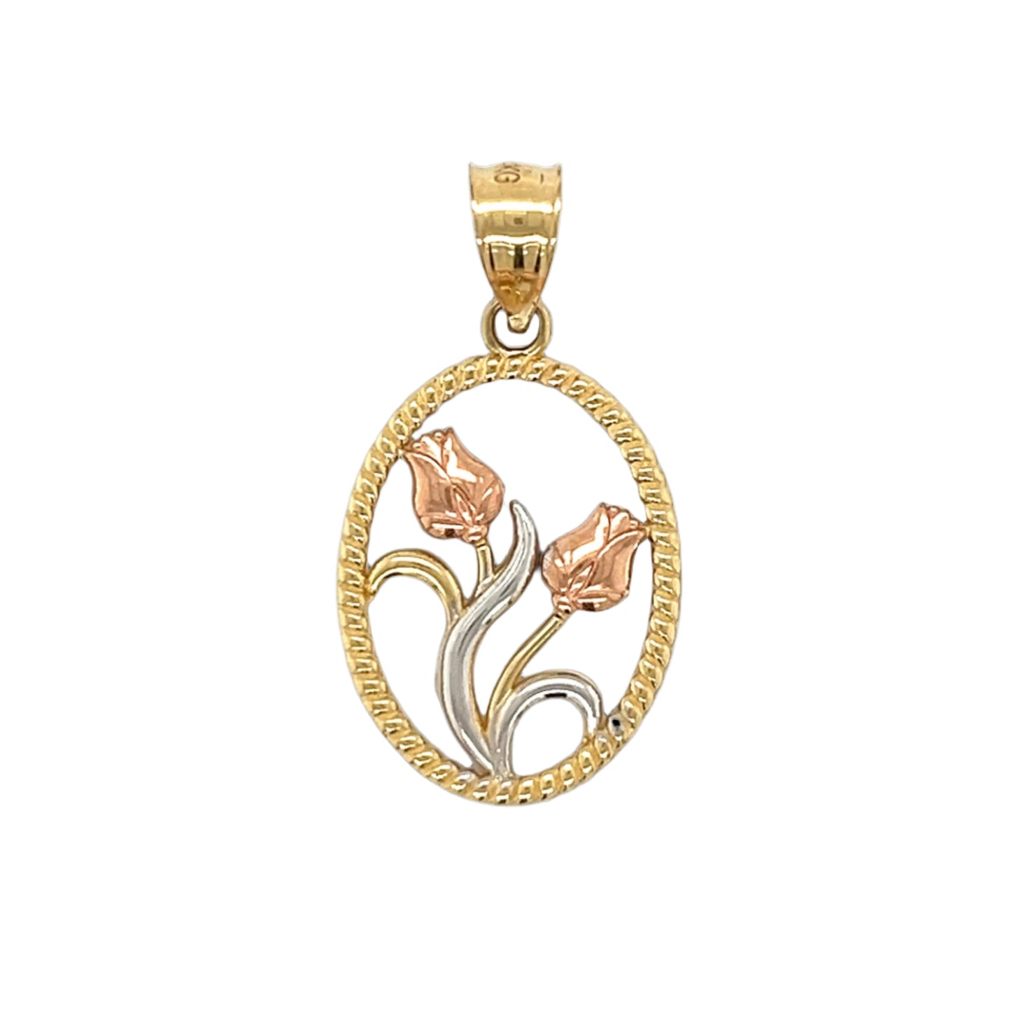 14K Gold Two Tone Rose Pendant