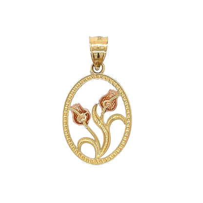 14K Gold Two Tone Rose Pendant