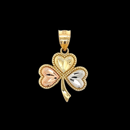 14K Three Toned Clover Pendant