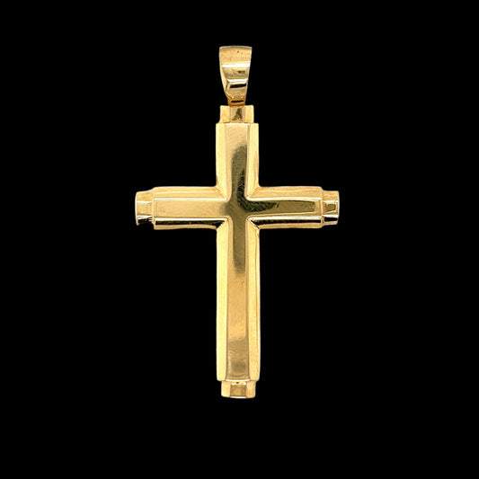 14K Gold 2" Plain Cross Pendant