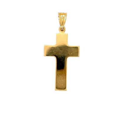 14K Gold Two Tone Plain Cross Pendant