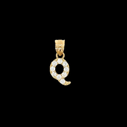 14K Gold Initials With CZ Pendants