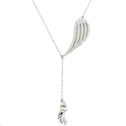 925 Sterling Silver Moissanite Feather Bird Necklace- M503989