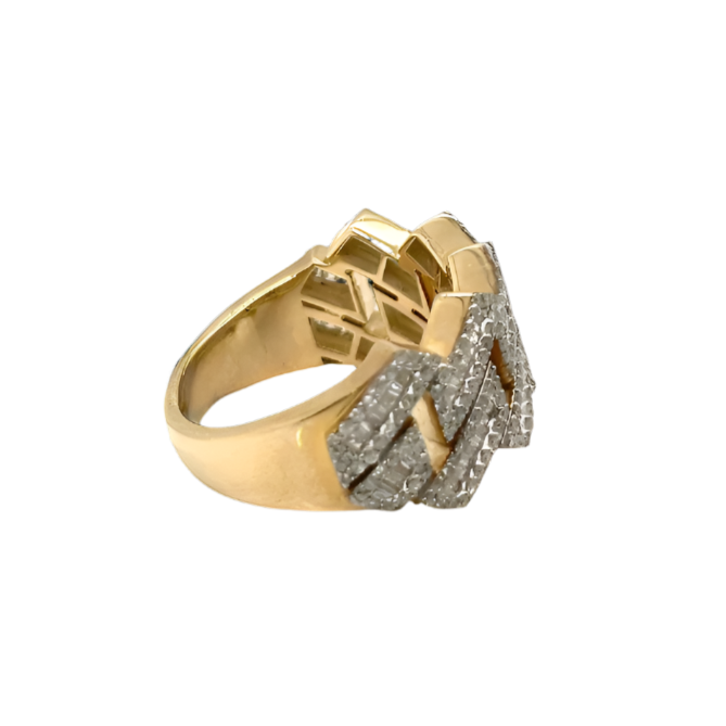 14K Gold Miami Cuban Link 2.2CT Natural Diamonds Ring - RG1044