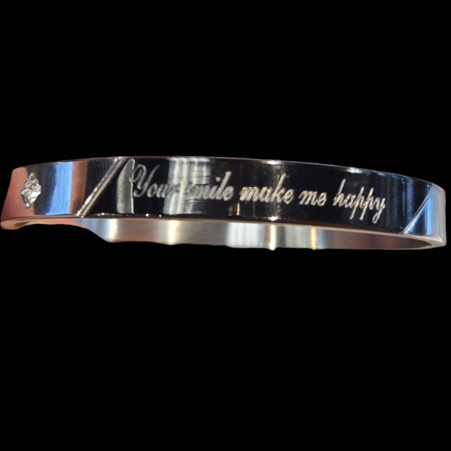 Custom Jewelry 'your smile make me happy' Bangle Stainless Steel Cubic Zirconia Bracelet