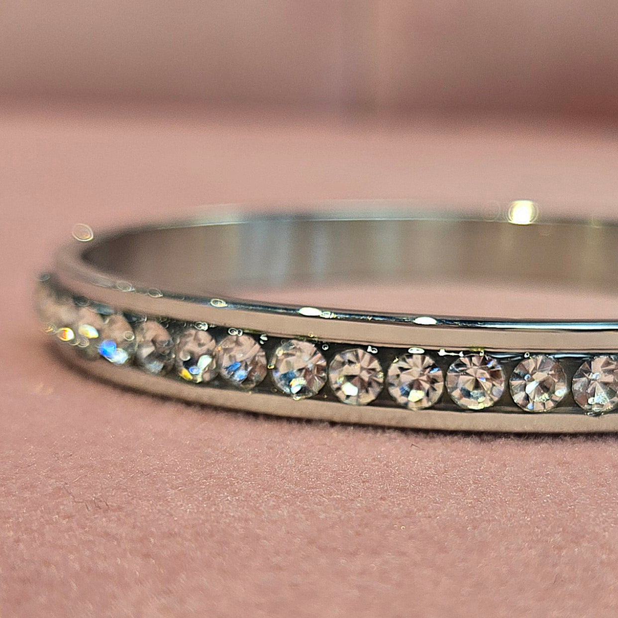 Cubic Zirconia Band High Polished Stainless steel bangle bracelet