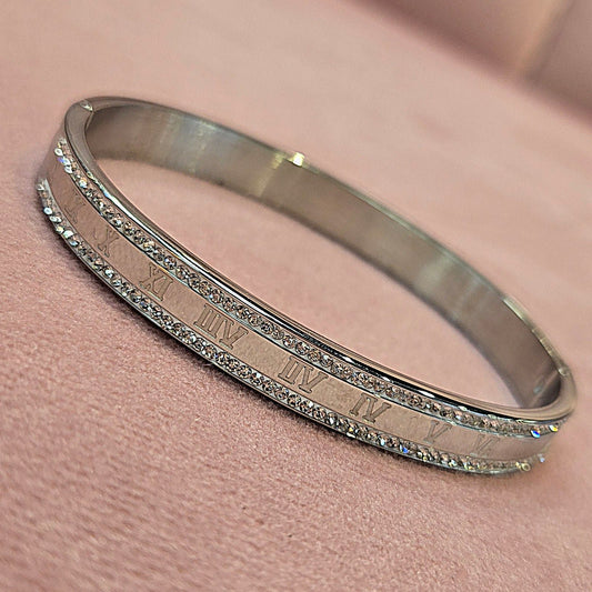 Roman Digital Cubic Zirconia Bangle Bracelet