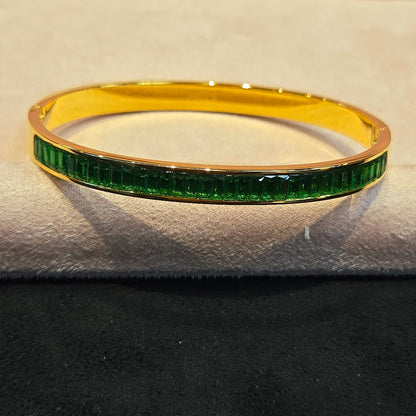 Emerald Colorful Fashion Jewelry Electroplated 18k Gold Plated Stainless Steel Bracelets Bangles