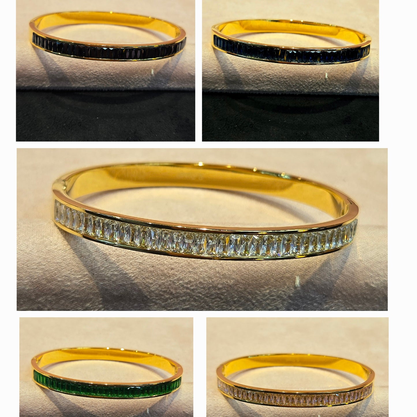 Emerald Colorful Fashion Jewelry Electroplated 18k Gold Plated Stainless Steel Bracelets Bangles