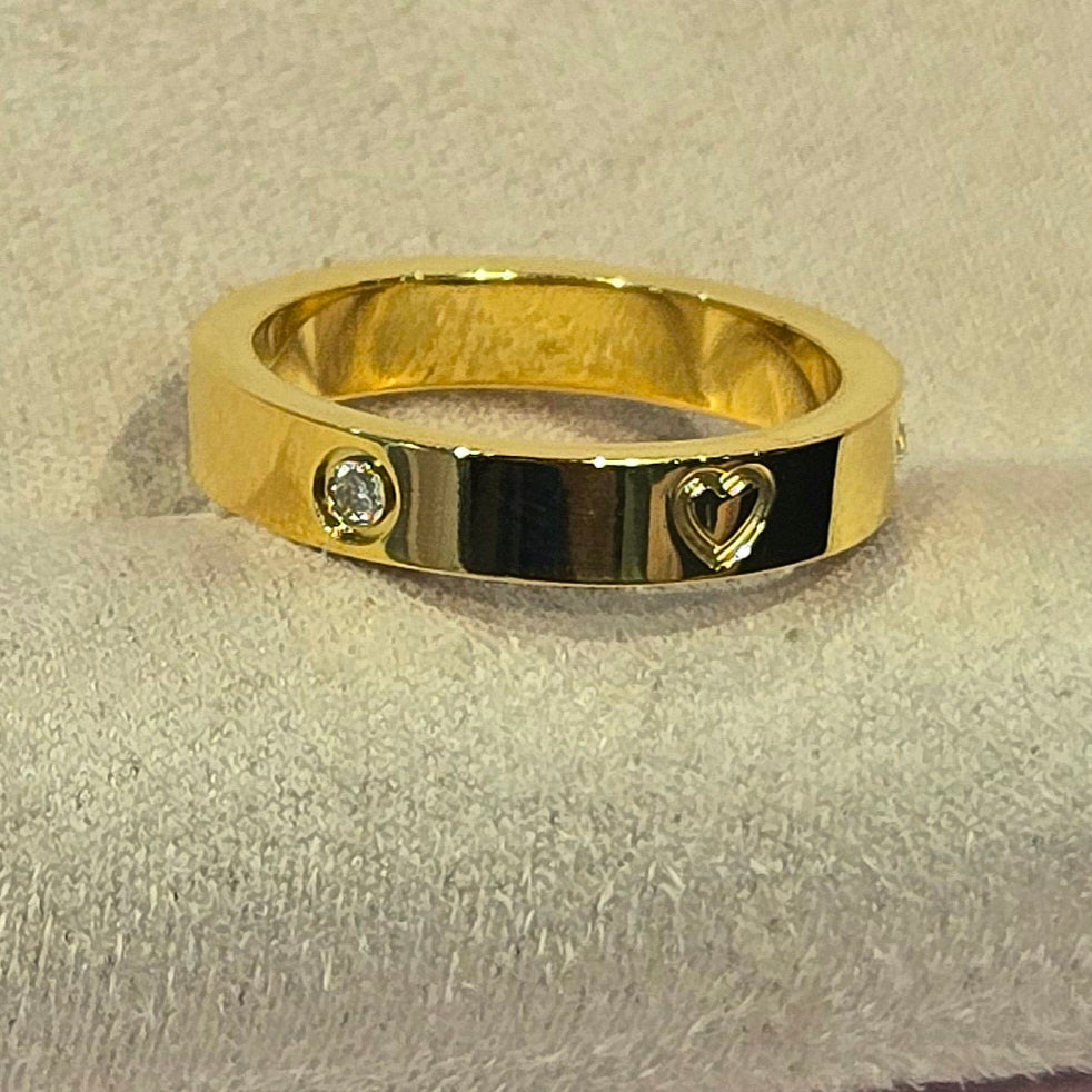 Heart Cubic Zirconia 18k Gold Plated Stainless Steel Jewelry Design Rings