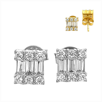 Beautiful Sterling Square Zirconia Earrings - C25579