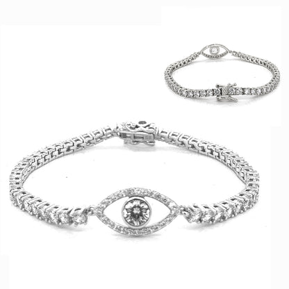 3mm Tennis Sterling Eye Round Cubic Zirconia 7" Bracelet - C315369