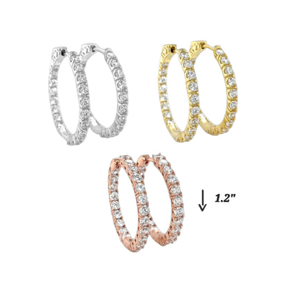 Inside Out Round Zirconia 2mm Eternity Huggie Delicate Hoops Earrings - C2350959